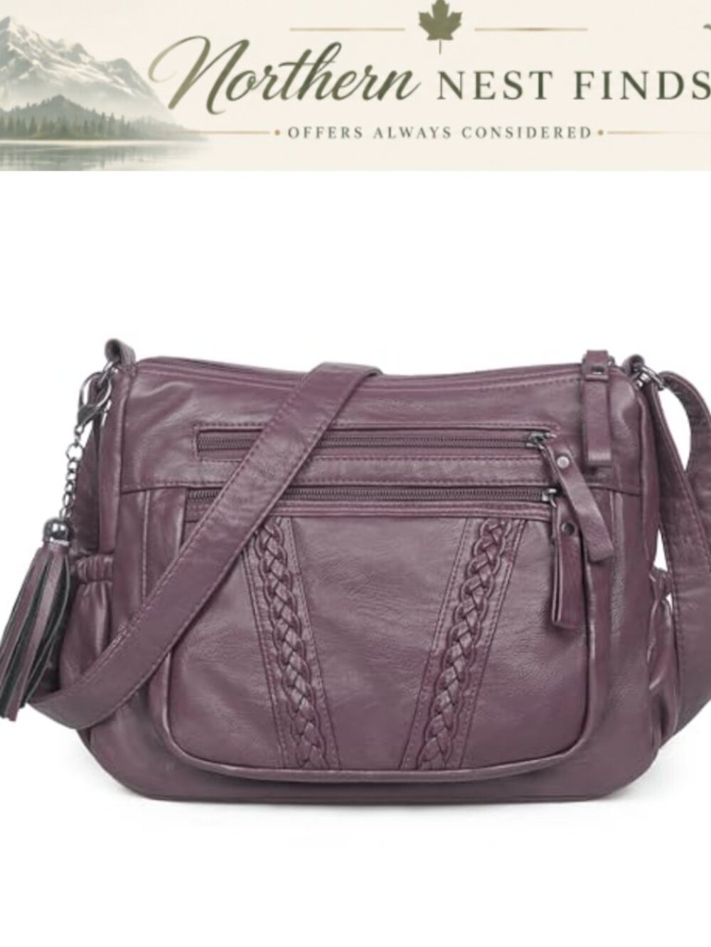 Soft PU Leather Crossbody Bag with Tassel Adjustable Strap Hobo Purse